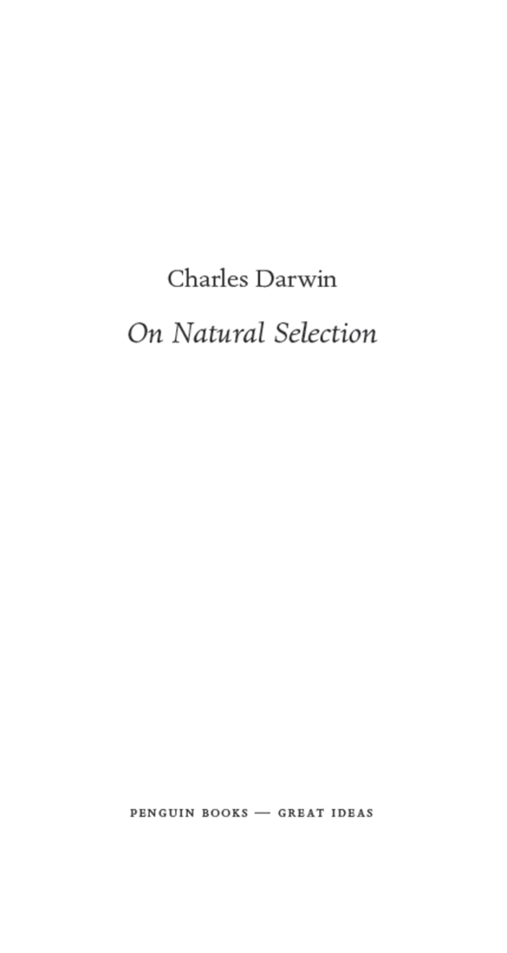 On Natural Selection (eBook)