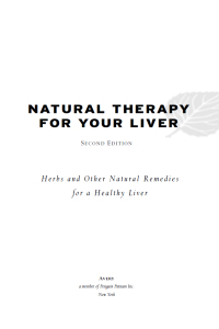 Cover image: Natural Therapy for Your Liver 9781583331323
