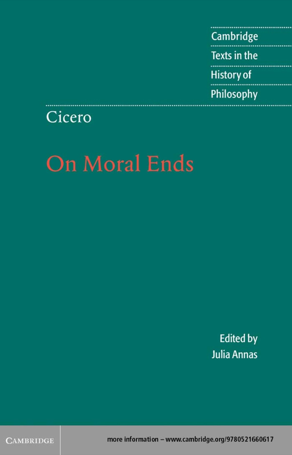 Cicero: On Moral Ends 1st Edition