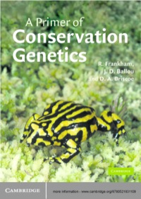 Cover image: A Primer of Conservation Genetics 1st edition 9780521538275