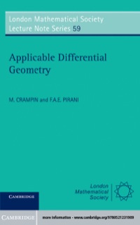 Immagine di copertina: Applicable Differential Geometry 1st edition 9780521231909