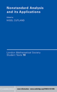 Cover image: Nonstandard Analysis and its Applications 1st edition 9780521359474