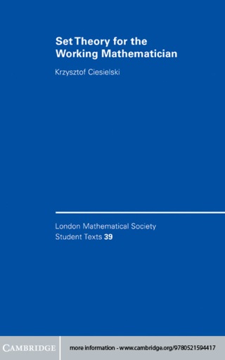Cover image: Set Theory for the Working Mathematician 1st edition 9780521594417