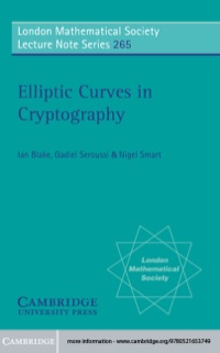 Omslagafbeelding: Elliptic Curves in Cryptography 1st edition 9780521653749