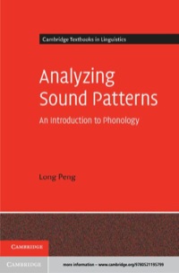 Cover image: Analyzing Sound Patterns 9780521195799