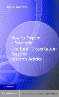 صورة الغلاف: How to Prepare a Scientific Doctoral Dissertation Based on Research Articles 1st edition 9781107669048