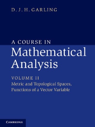 Cover image: A Course in Mathematical Analysis: Volume 2, Metric and Topological Spaces, Functions of a Vector Variable 1st edition 9781107032033