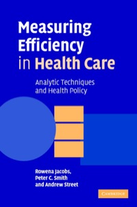 表紙画像: Measuring Efficiency in Health Care 1st edition 9780521851442