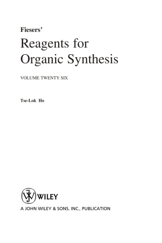 Cover image: Fiesers' Reagents for Organic Synthesis, Volume 26 1st edition 9780470587713