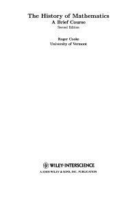 صورة الغلاف: The History of Mathematics 2nd edition 9780471444596