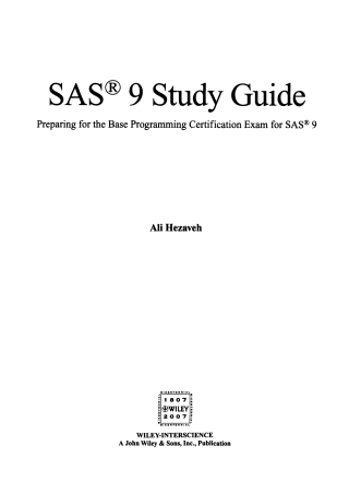 Imagen de portada: SAS 9 Study Guide 1st edition 9780470164983