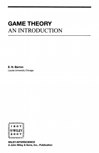 Titelbild: Game Theory 1st edition 9780470171325
