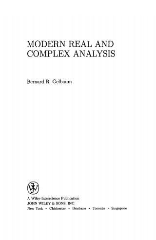 Imagen de portada: Modern Real and Complex Analysis 1st edition 9780471107156