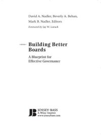 Cover image: Building Better Boards: A Blueprint for Effective Governance 1st edition 9780787981808