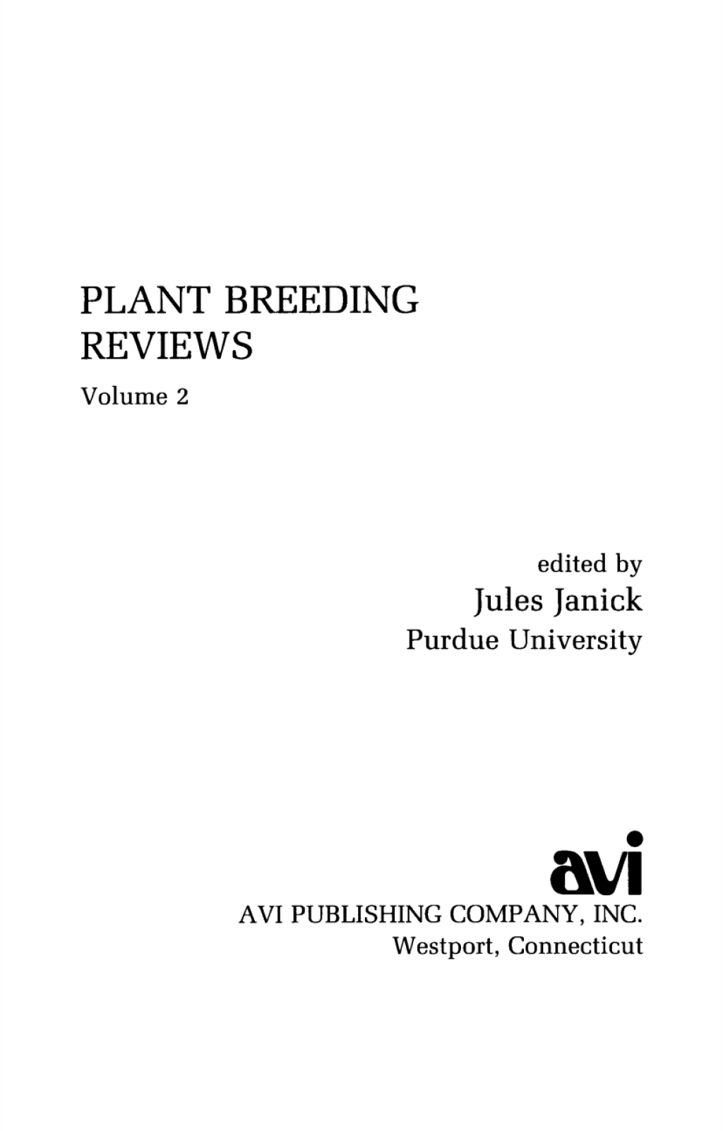 Plant Breeding Reviews 1st Edition