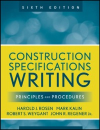 Cover image: Construction Specifications Writing: Principles and Procedures 6th edition 9780470380369