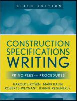 Imagen de portada: Construction Specifications Writing: Principles and Procedures 6th edition 9780470380369