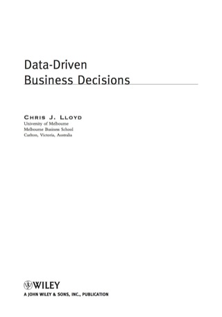 صورة الغلاف: Data Driven Business Decisions 1st edition 9780470619605