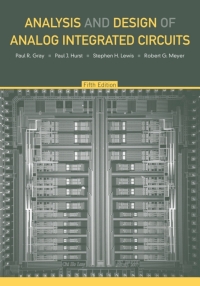 Imagen de portada: Analysis and Design of Analog Integrated Circuits 5th edition 9780470245996