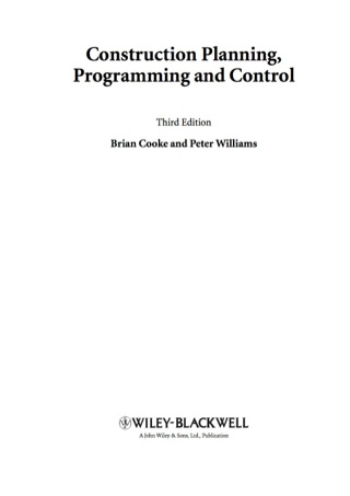 Cover image: Construction Planning, Programming and Control 3rd edition 9781405183802