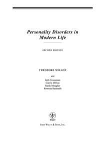 Cover image: Personality Disorders in Modern Life 2nd edition 9780471237341