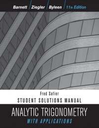 Cover image: Student Solutions Manual to accompany Analytic Trigonometry with Applications 11th edition 9781118115831