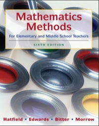 Imagen de portada: Mathematics Methods for Elementary and Middle School Teachers 6th edition 9780470136294