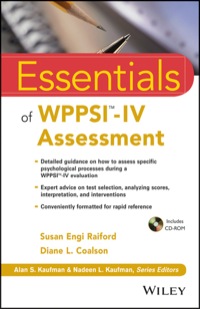 Cover image: Essentials of WPPSI™-IV Assessment 1st edition 9781118380628