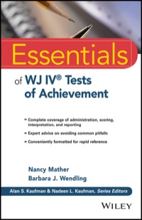 Imagen de portada: Essentials of WJ IV Tests of Achievement 1st edition 9781118799154