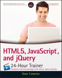 Cover image: HTML5, JavaScript and jQuery 24-Hour Trainer 1st edition 9781119001164