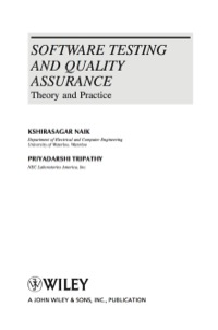 Cover image: Software Testing and Quality Assurance: Theory and Practice 9780471789116