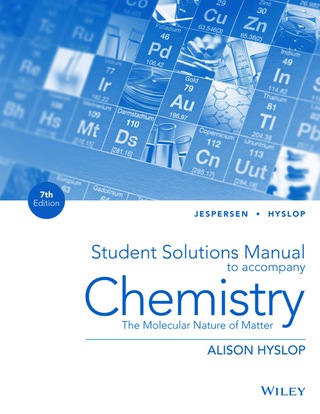 Cover image: Student Solutions Manual to Accompany Chemistry: The Molecular Nature of Matter 7th edition 9781118704943