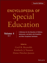 Imagen de portada: Encyclopedia of Special Education, Volume 4: A Reference for the Education of Children, Adolescents, and Adults Disabilities and Other Exceptional Individuals 4th edition 9780470949412
