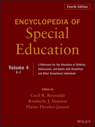 Cover image: Encyclopedia of Special Education, Volume 4: A Reference for the Education of Children, Adolescents, and Adults Disabilities and Other Exceptional Individuals 4th edition 9780470949412