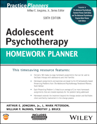 Cover image: Adolescent Psychotherapy Homework Planner 6th edition 9781119987642