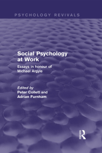 Imagen de portada: Social Psychology at Work (Psychology Revivals) 1st edition 9780415829175