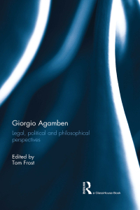 Cover image: Giorgio Agamben 1st edition 9780415637589