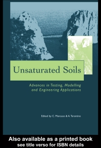 Cover image: Unsaturated Soils - Advances in Testing, Modelling and Engineering Applications 1st edition 9780415367424