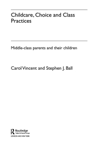 Cover image: Childcare, Choice and Class Practices 1st edition 9780415362160