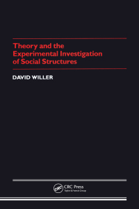 Cover image: Theory Experimental Investigation of Social Structures 1st edition 9782881241567