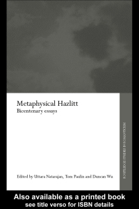 Cover image: Metaphysical Hazlitt 1st edition 9781138010253