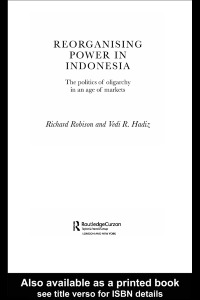 Cover image: Reorganising Power in Indonesia 1st edition 9780415332521