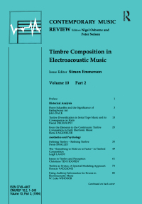 Cover image: Timbre Composition in Electroacoustic Music 1st edition 9783718655724