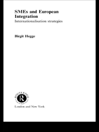 Cover image: SME's and European Integration 1st edition 9780415277396