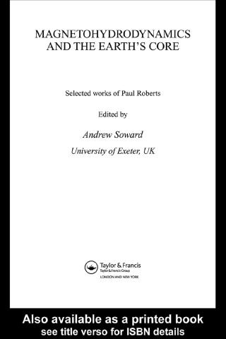 Cover image: Magnetohydrodynamics and the Earth's Core 1st edition 9780415272223