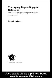 表紙画像: Managing Buyer-Supplier Relations 1st edition 9780415253031