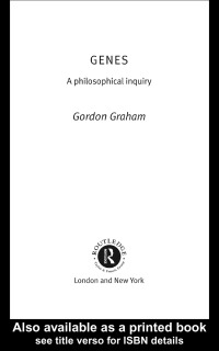 Imagen de portada: Genes: A Philosophical Inquiry 1st edition 9780415252577