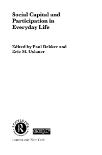 Cover image: Social Capital and Participation in Everyday Life 1st edition 9780415406628