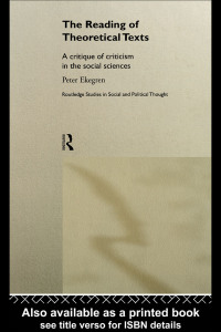 Cover image: The Reading of Theoretical Texts 1st edition 9780415207720