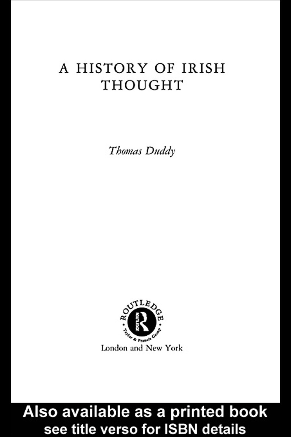 A History of Irish Thought 1st Edition